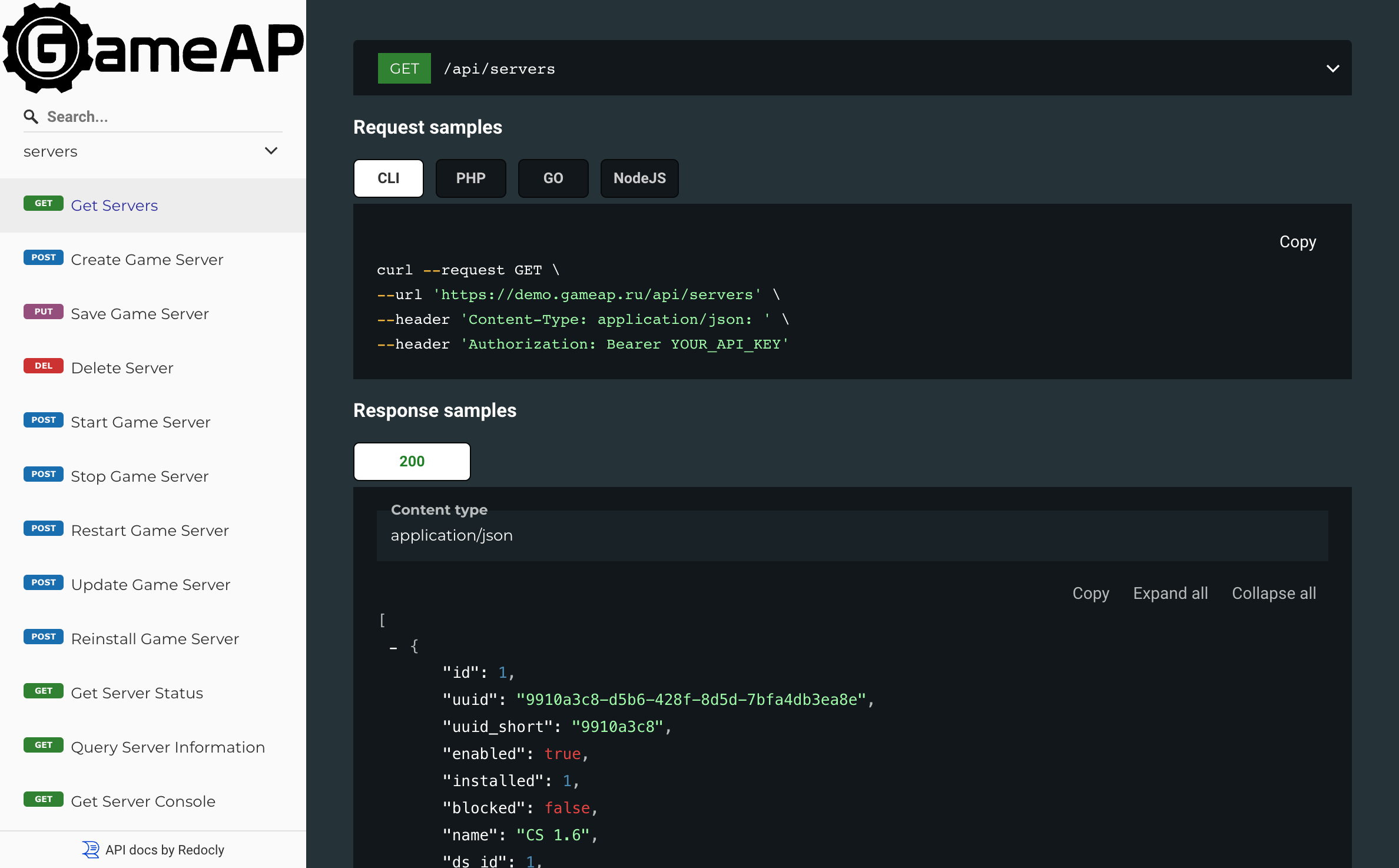 GameAP REST API documentation